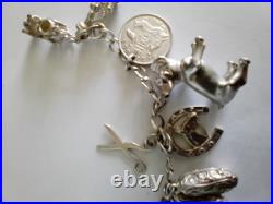 Vintage Sterling Silver Charm Bracelet Dogs Horses Welsh Dragon Boat Car Shoes