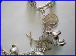 Vintage Sterling Silver Charm Bracelet Dogs Horses Welsh Dragon Boat Car Shoes