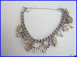 Vintage Sterling Silver Charm Bracelet Filled With 11 Charms