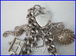 Vintage Sterling Silver Charm Bracelet Filled With 11 Charms