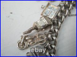 Vintage Sterling Silver Charm Bracelet Filled With 11 Charms