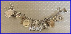 Vintage Sterling Silver Charm Bracelet Fun Travel Alaska Jamaica Palm Spring 15P