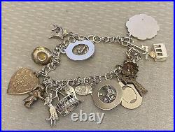 Vintage Sterling Silver Charm Bracelet Fun Travel Alaska Jamaica Palm Spring 15P