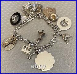 Vintage Sterling Silver Charm Bracelet Fun Travel Alaska Jamaica Palm Spring 15P