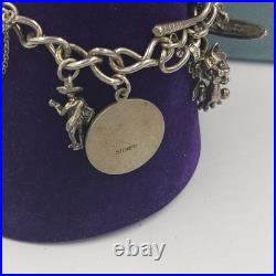 Vintage Sterling Silver Charm Bracelet Heart Lock 7 Long 36g