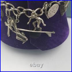 Vintage Sterling Silver Charm Bracelet Heart Lock 7 Long 36g
