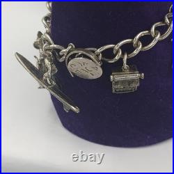 Vintage Sterling Silver Charm Bracelet Heart Lock 7 Long 36g