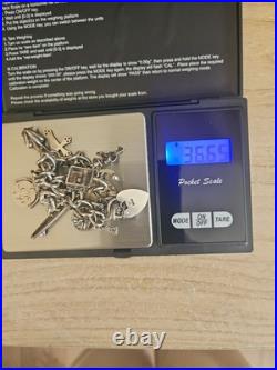 Vintage Sterling Silver Charm Bracelet Heart Lock 7 Long 36g