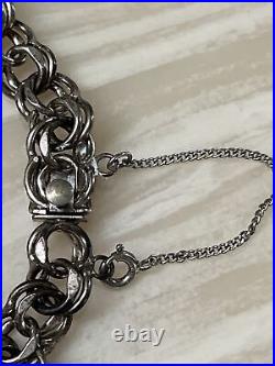 Vintage Sterling Silver Charm Bracelet LOADED 10 Great Charms Some Moveable