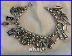 Vintage Sterling Silver Charm Bracelet LOADED 81g 7.5