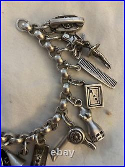 Vintage Sterling Silver Charm Bracelet LOADED 81g 7.5