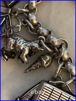 Vintage Sterling Silver Charm Bracelet LOADED 81g 7.5