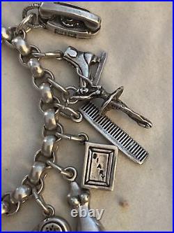 Vintage Sterling Silver Charm Bracelet LOADED 81g 7.5