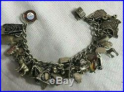 Vintage Sterling Silver Charm Bracelet Loaded With 39 Charms Mostly Travel Theme