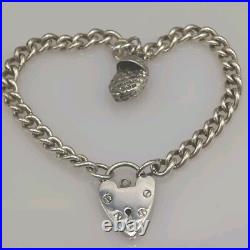 Vintage Sterling Silver Charm Bracelet New Baby Casket Heart Present Gift 925