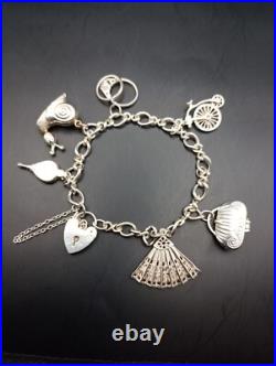 Vintage Sterling Silver Charm Bracelet Solid 23g Collectibles 8 Decorations Gift Vintage Sterling Silver Charm Bracelet Solid 23g Collectibles 8 Decorations Gift