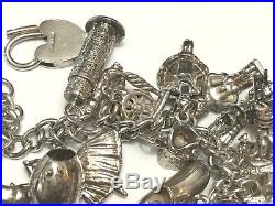 Vintage Sterling Silver Charm Bracelet Solid Silver Huge Amount of Charms