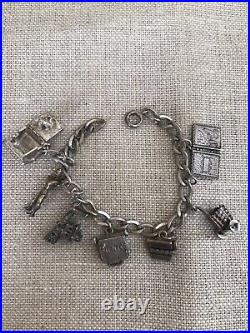 Vintage Sterling Silver Charm Bracelet Terranova Farmers Daughter Great Charms