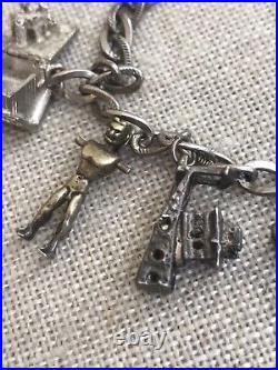 Vintage Sterling Silver Charm Bracelet Terranova Farmers Daughter Great Charms