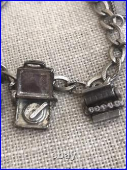 Vintage Sterling Silver Charm Bracelet Terranova Farmers Daughter Great Charms