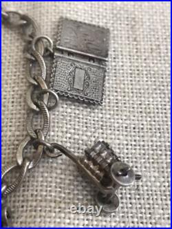 Vintage Sterling Silver Charm Bracelet Terranova Farmers Daughter Great Charms