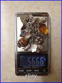 Vintage Sterling Silver Charm Bracelet Whit 20 Charms