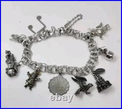 Vintage Sterling Silver Charm Bracelet With 10 Different Charms Guc Vintage Sterling Silver Charm Bracelet With 10 Different Charms Guc
