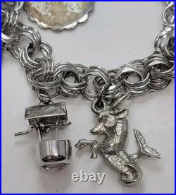 Vintage Sterling Silver Charm Bracelet With 10 Different Charms Guc Vintage Sterling Silver Charm Bracelet With 10 Different Charms Guc