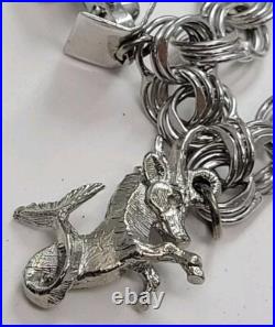 Vintage Sterling Silver Charm Bracelet With 10 Different Charms Guc Vintage Sterling Silver Charm Bracelet With 10 Different Charms Guc