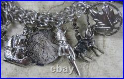 Vintage Sterling Silver Charm Bracelet With 18 Charms Most Sterling