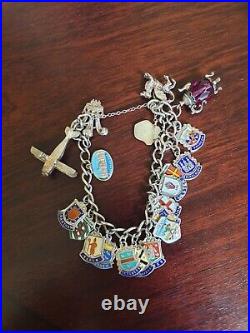 Vintage Sterling Silver Charm Bracelet With 20 Charms