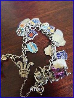 Vintage Sterling Silver Charm Bracelet With 20 Charms