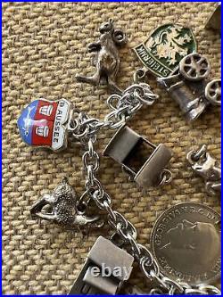 Vintage Sterling Silver Charm Bracelet With 30 Charms some rare