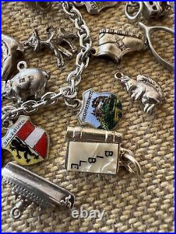 Vintage Sterling Silver Charm Bracelet With 30 Charms some rare