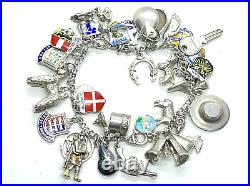 Vintage Sterling Silver Charm Bracelet With 31 Charms 64.1 grams