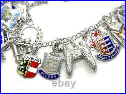 Vintage Sterling Silver Charm Bracelet With 31 Charms 64.1 grams