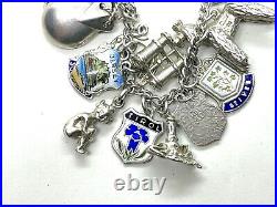 Vintage Sterling Silver Charm Bracelet With 31 Charms 64.1 grams