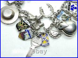 Vintage Sterling Silver Charm Bracelet With 31 Charms 64.1 grams