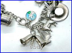 Vintage Sterling Silver Charm Bracelet With 31 Charms 64.1 grams