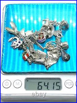 Vintage Sterling Silver Charm Bracelet With 31 Charms 64.1 grams