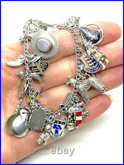 Vintage Sterling Silver Charm Bracelet With 31 Charms 64.1 grams