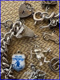 Vintage Sterling Silver Charm Bracelet With 32 Charms some rare