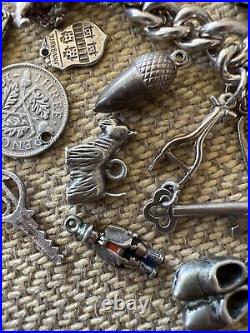 Vintage Sterling Silver Charm Bracelet With 32 Charms some rare