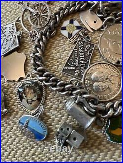 Vintage Sterling Silver Charm Bracelet With 33 Charms