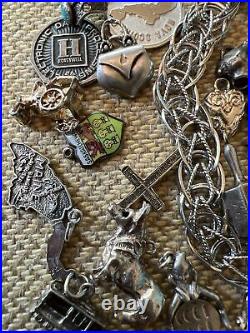 Vintage Sterling Silver Charm Bracelet With 35 Charms