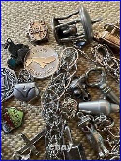 Vintage Sterling Silver Charm Bracelet With 35 Charms