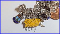 Vintage Sterling Silver Charm Bracelet With About 35 Charms Weighs 94.4 Grams