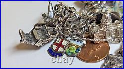 Vintage Sterling Silver Charm Bracelet With About 35 Charms Weighs 94.4 Grams