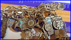 Vintage Sterling Silver Charm Bracelet With About 35 Charms Weighs 94.4 Grams