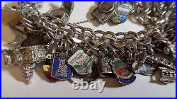 Vintage Sterling Silver Charm Bracelet With About 35 Charms Weighs 94.4 Grams